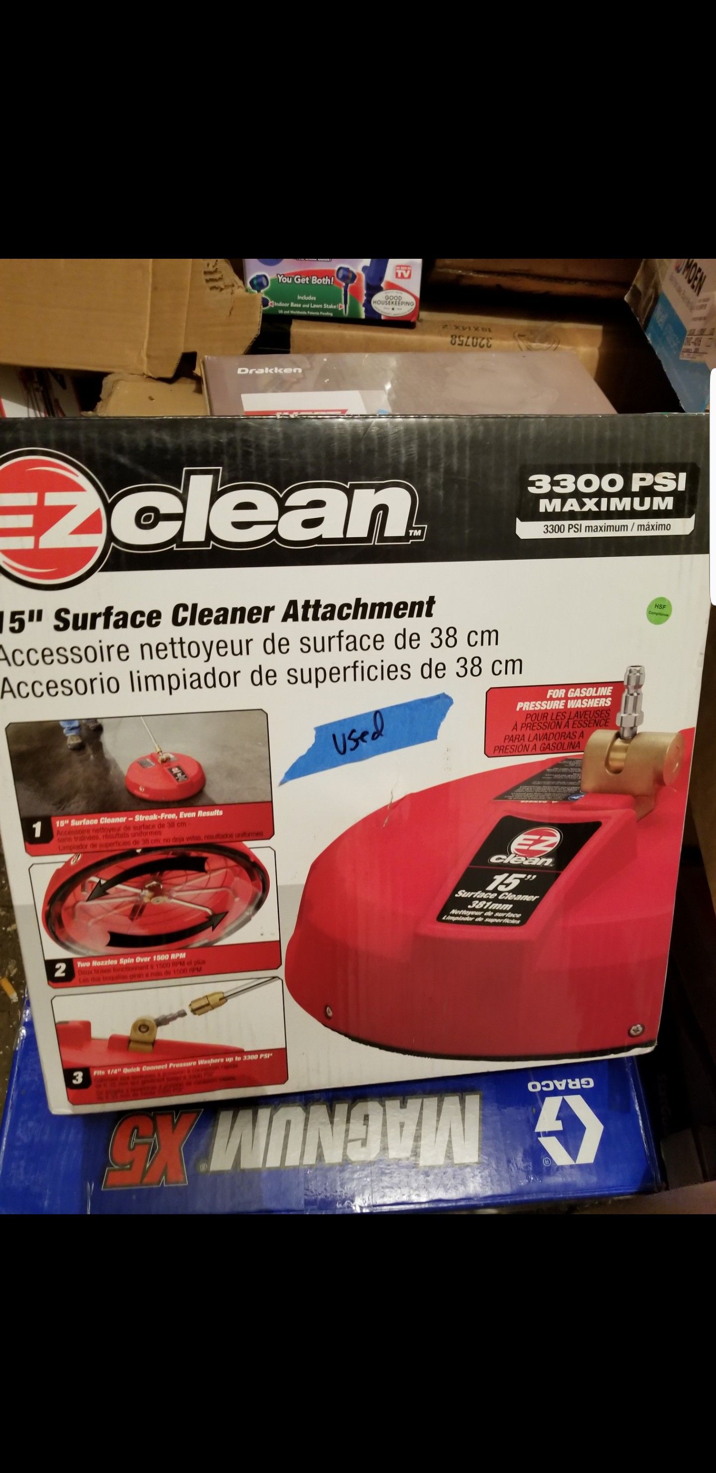 EZ Clean 3,300 PSI 15" Pressure Washer Surface Cleaner Attachment