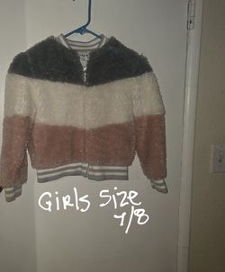 girls furry Jacket size 7/8