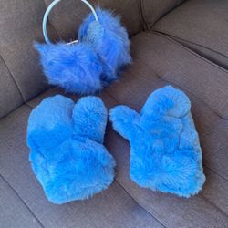 Blue Earmuffs & Mittens - Girl’s Med/large