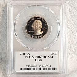 #557 Utah 2007 S PR69 Quarter Coin 
