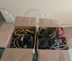 2 boxes of Speaker Wires VGA RCA Connector Cables Audio Video Stereo TV Game Consoles Electronic.