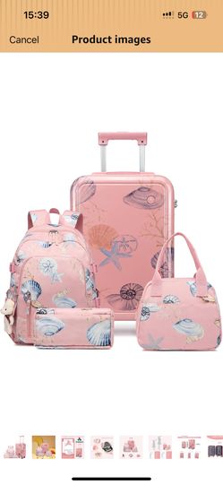 Somago 4 Pieces Suitcase with TSA Lock (Seashell Pink)