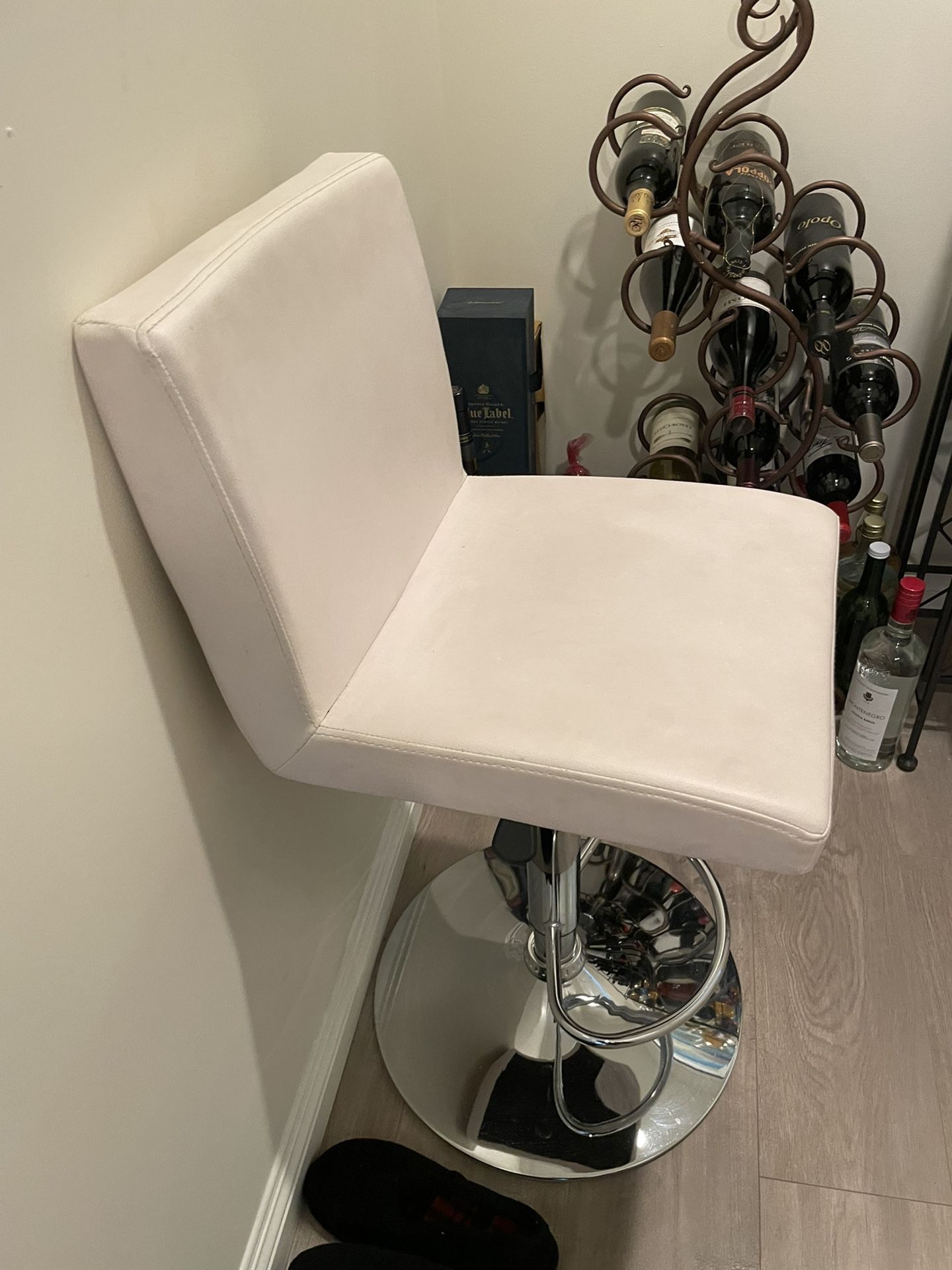 3 White Leather Bar stools