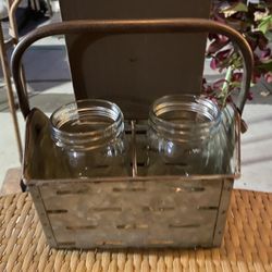 Country Farmhouse Tustic Mason Jar Caddy Decor New