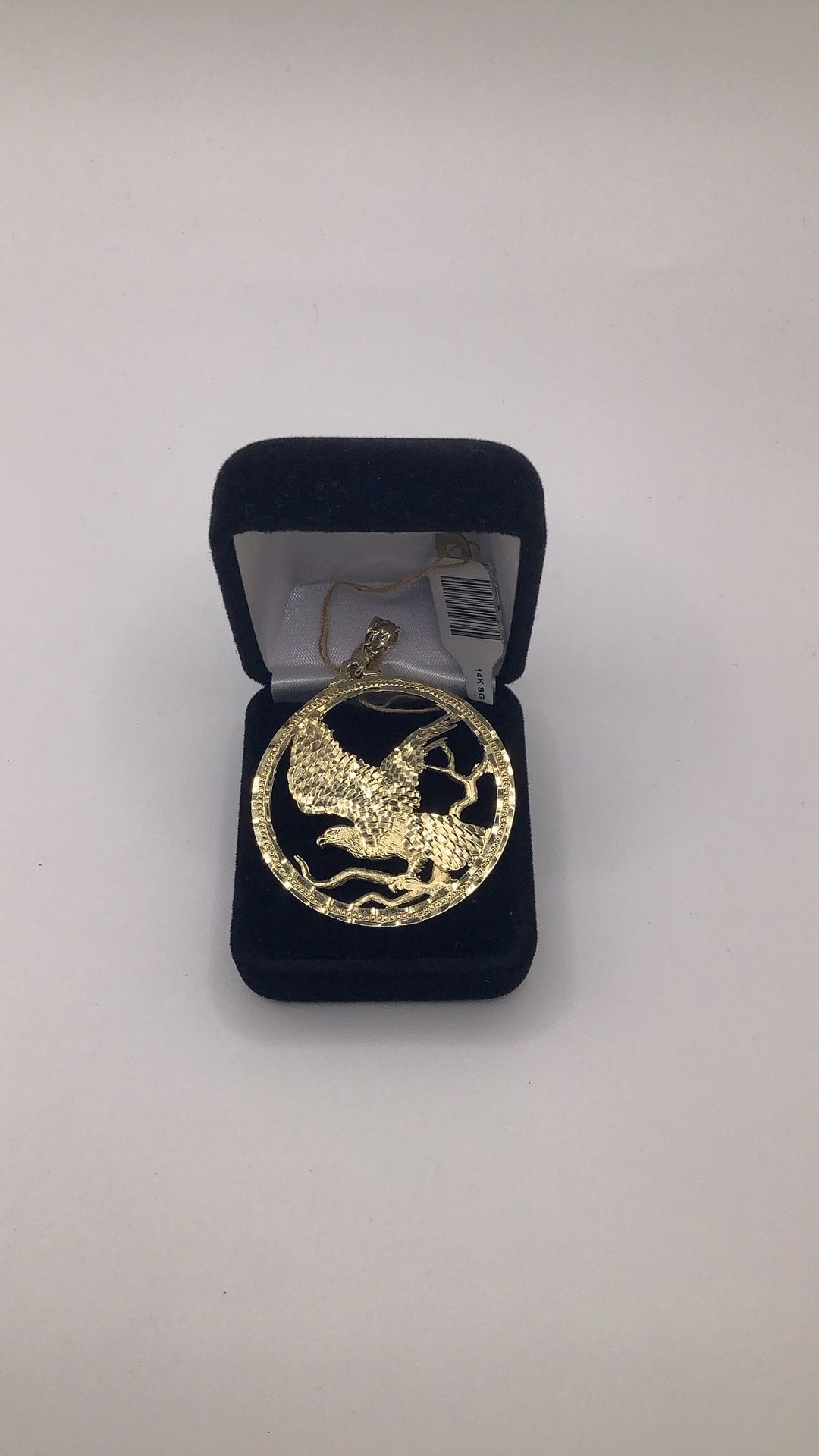 14k, Eagle Cutout Medallion Pendant