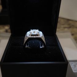 💎 Big 3.0ct Moissanite Men’s Ring – .925 Silver | GRA Certified | Iced-Out Shine 💥