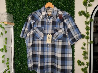 ELY Cattleman Western Plaid Snap Shirt Men's Large