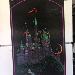 Vintage 1970's Blacklight Poster "Moon Castle " Western Graphics Printed in USA . 