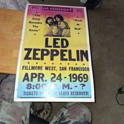 Led Zeppelin  Fillmore West San Francisco 1969 Concert Poster. 