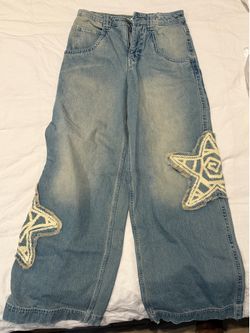 A.LAB Mega Star Patch Medium Blue Wash Jeans Y2K