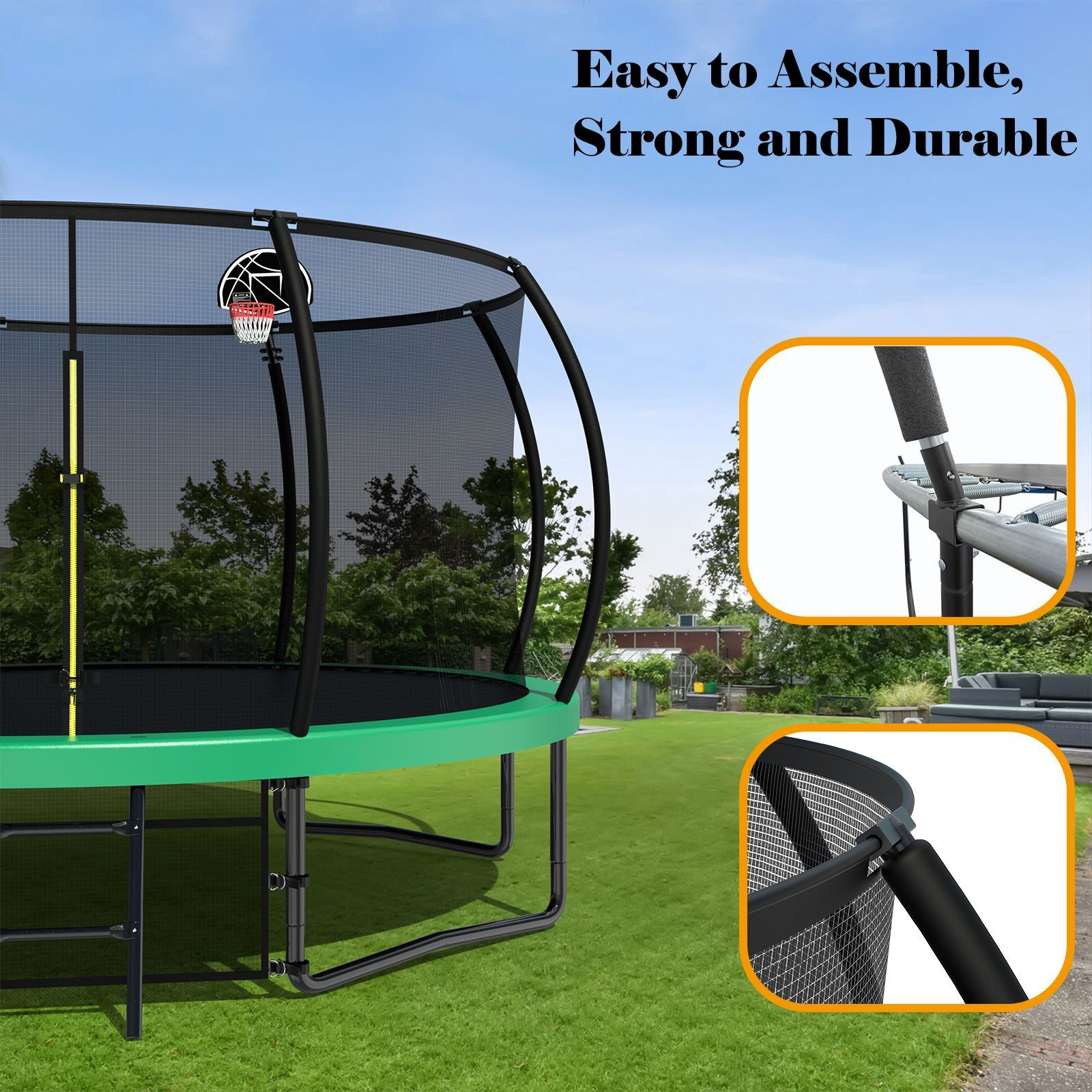 12FT Recreational Kids Trampoline with Safety Enclosure Net
