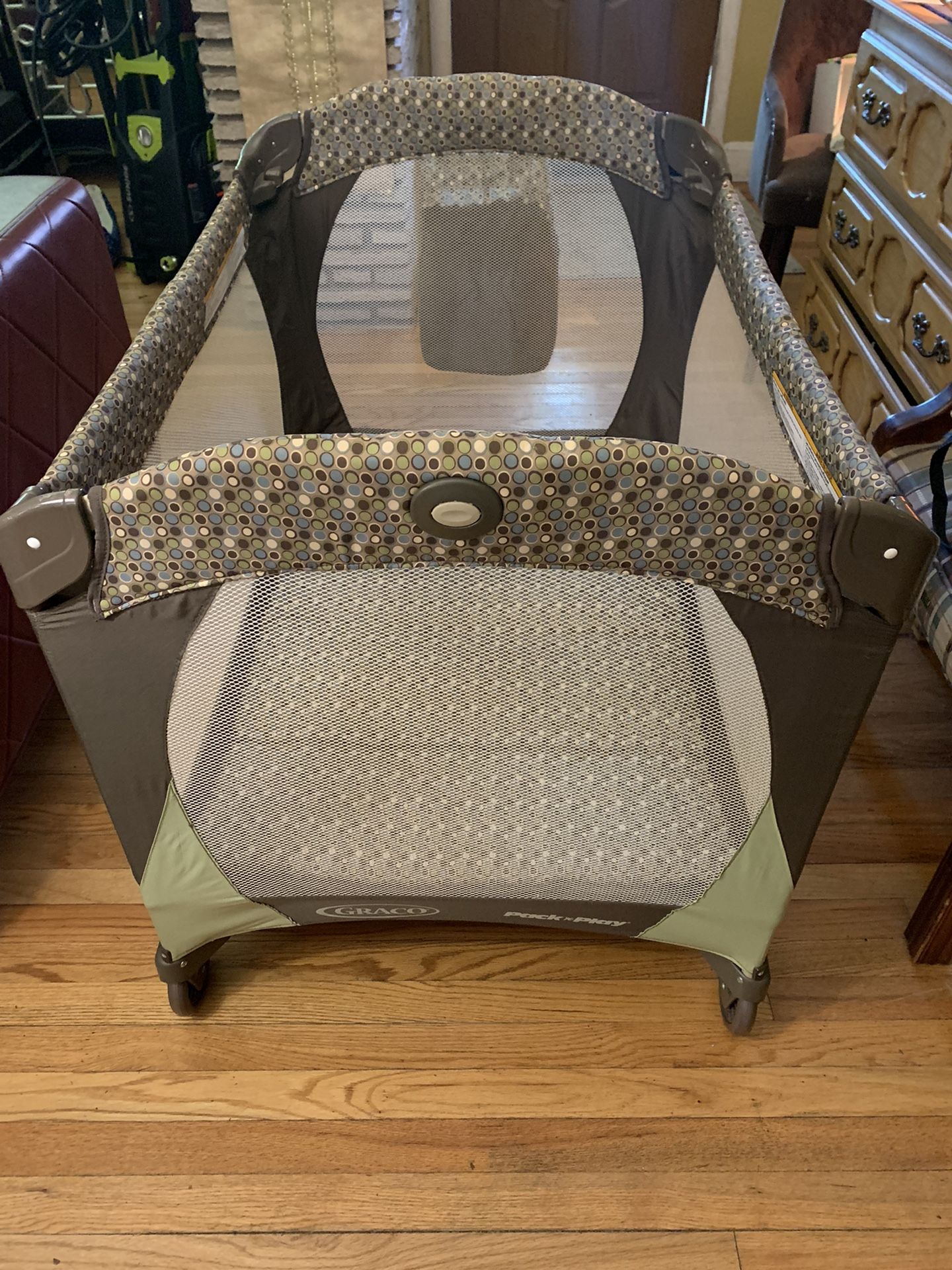 Pack And Play Playpen . Excellent condition. Has an attachment that holds the diapers $45