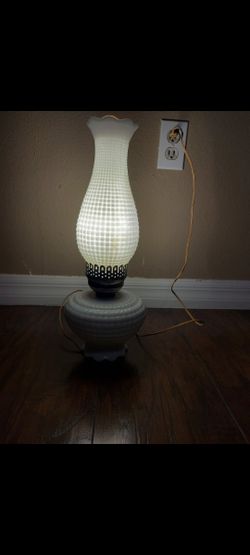 Very Large Antique Hobnail Milk Glass Lamp Rare!!