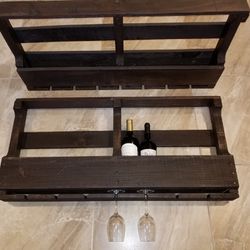 Rustic Wine Bottle And Glass Rack