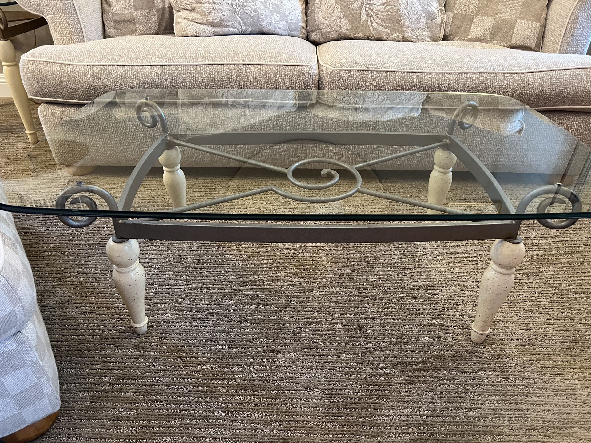 Glass Too Coffee Table And Matching End Table