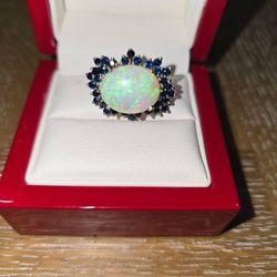 Fire Opal Pendant 14k With Emeralds