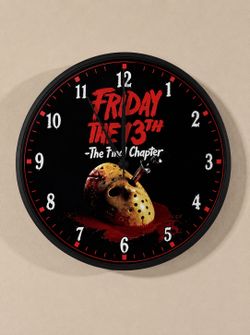 🔪 Friday the 13th Jason Horror Glass Wall Clock – 8.75” | Man Cave Decor