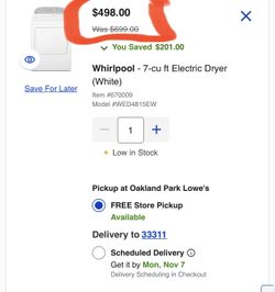 NEW Whirlpool  7-cu ft Electric Dryer (White) Model WED4815EW1