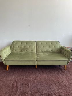 Green Velvet 6 Foot Folding Sleeper Couch