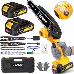 tietoc Mini Cordless Chainsaw, 6 Inch Handheld Chain Saw With Security Lock [Sen
