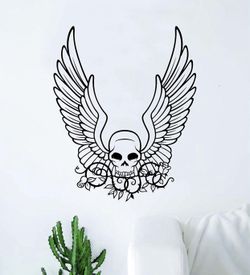 PRE MADE Wall Decal Home Decor Skull Wings