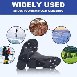 2 pair Non-Slip Gripper Spikes, New Gripper Shoe Grips for Ice Sports, Traction Cleats Ice Snow Grips Anti-Slip Silicone with 5 Tooth Steel Nails