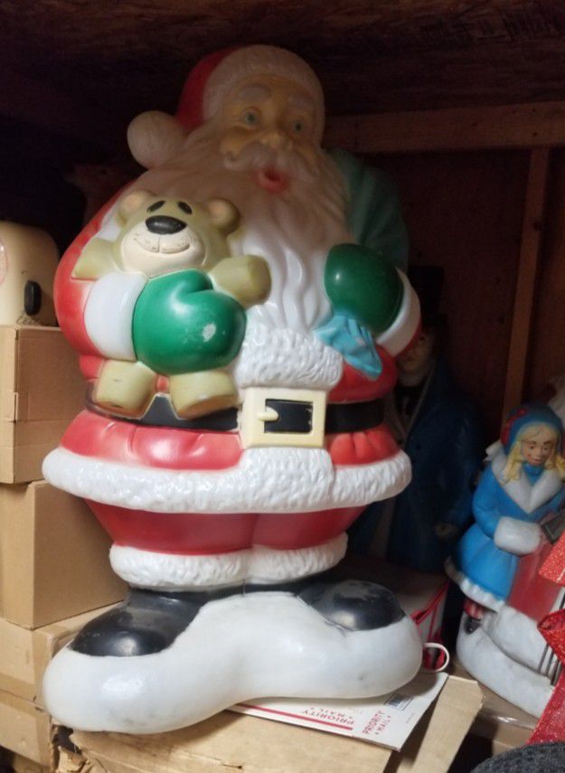 Santa's Best, Christmas Santa Claus with Toys Bag, Lighted Blow Mold, Includes Light Cord, Indoor and Outdoor, Retired, Hard to Find, Good Condition.