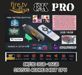 Android 16 GoogleTV box 8K/3D S905Y5 DDR4 3GB-16GB wifi6 (With #1 fireTV bully setup) Plug &Play