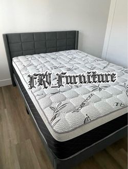 New queen bed frame with mattress