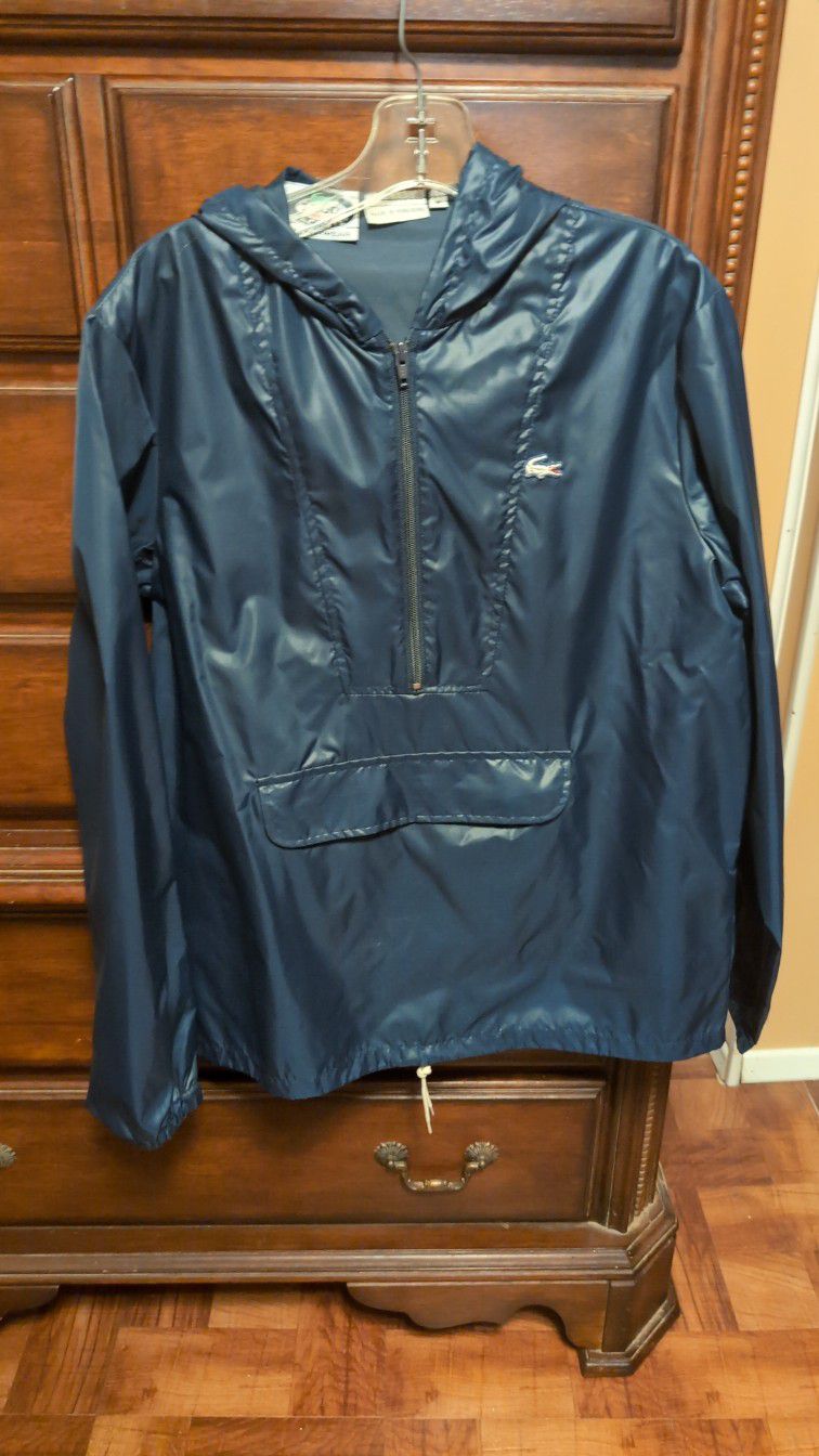 Like New Royal Blue Zod For Her Lacoste Outerwear Raincoat Rain Jacket Water Proof Keeps You Dry With Hood And Drawstring  Elastic Clasp Inside Pocket