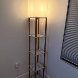 Gold floor lamp with 4-tier organize shelves 