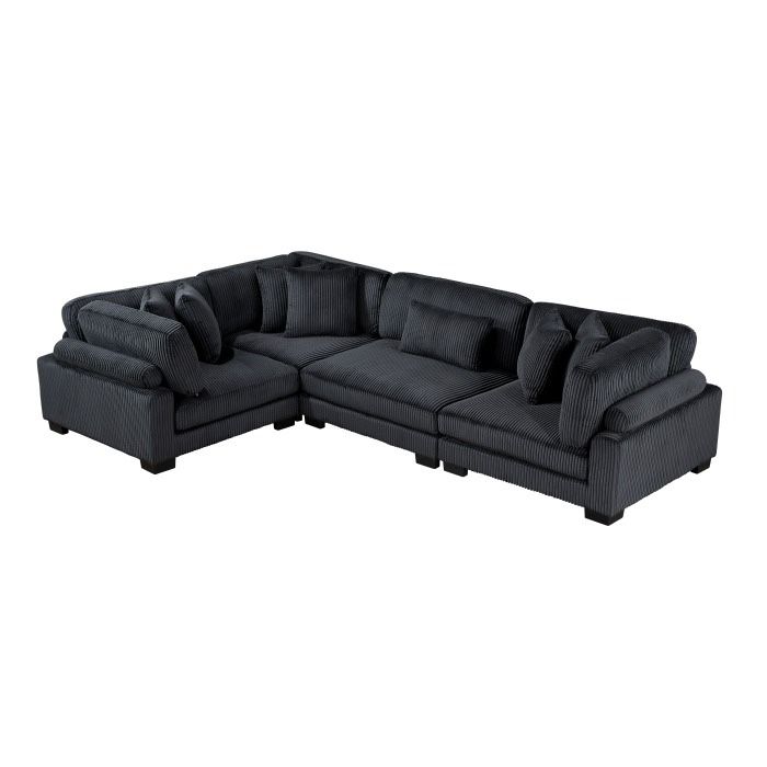 New Sectional Corduroy Black