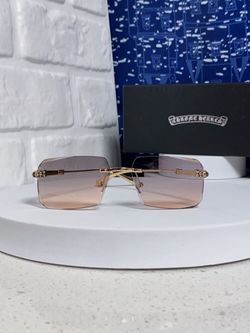 Vintage rectangular frameless cut-edge sunglasses for women