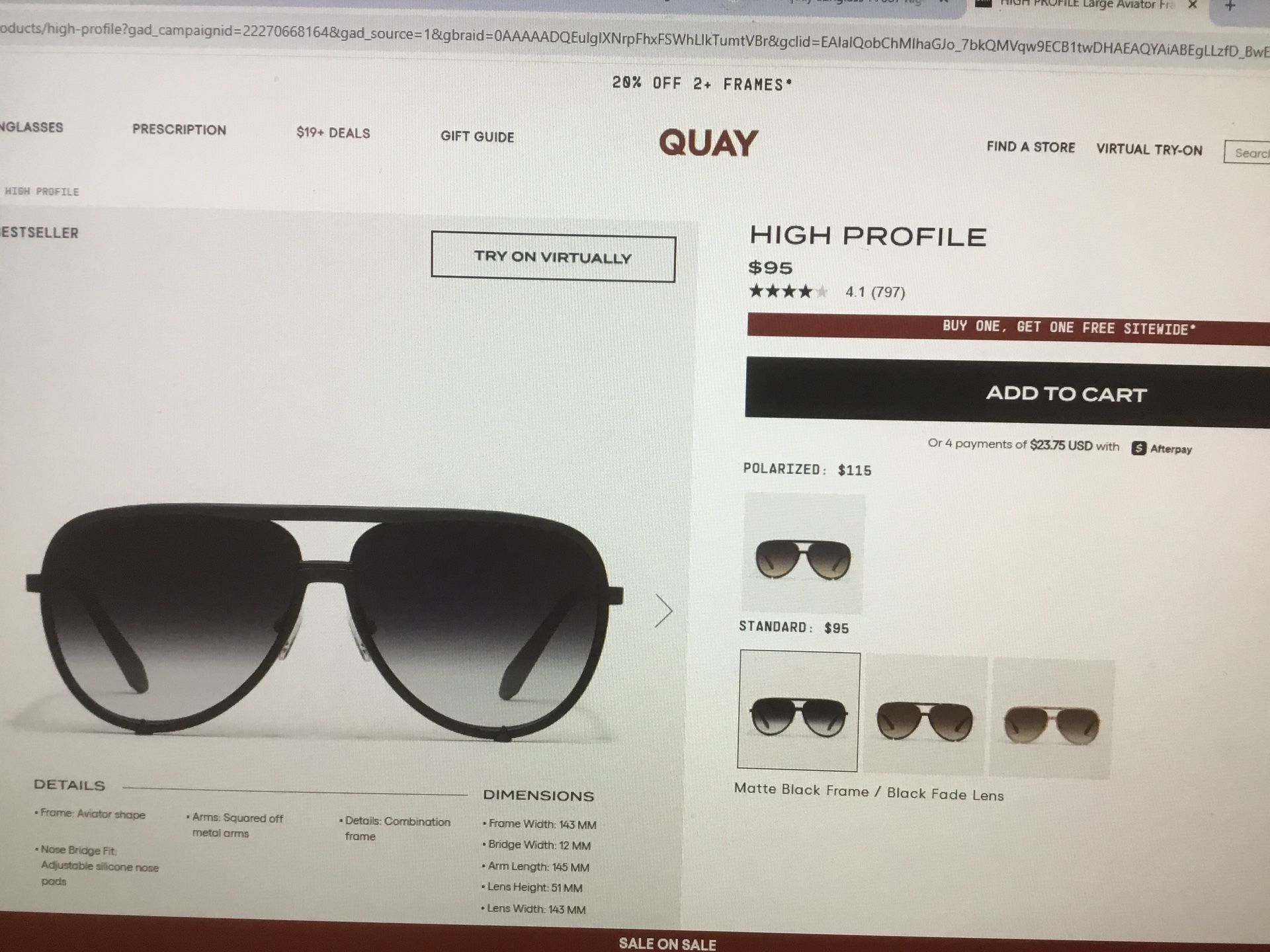 QUAY Ladies High Profile Sunglasses