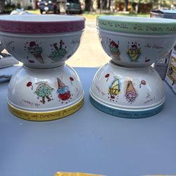 (4) Colorful ice cream themed bowls with decorative text.