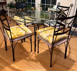 Round Glass Top Wrought Iron Dining Set