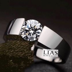 New 18k White Gold Men Wedding Ring 