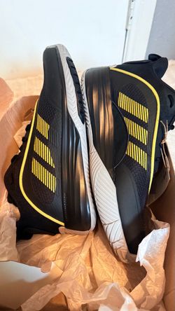 Adidas High-Top Basketball Sneakers Black Yellow