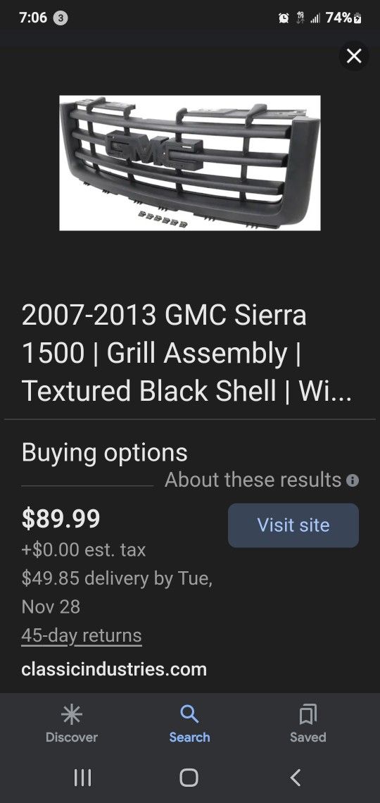 2008 Black Gmc Sierra Grille