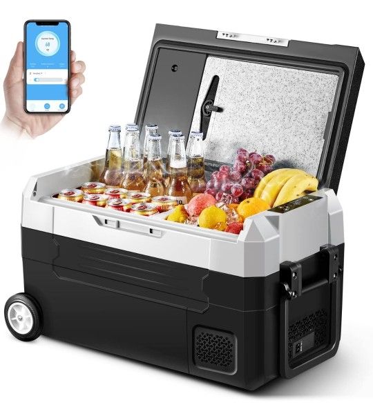 AAOBOSI 12 Volt Car Refrigerator - 37 Quart (35L) WIFI Portable Refrigerator Freezer with Dual Zone Single Temperature（-4℉-68℉ - Electric Cooler with 