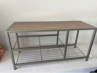 Modern metal shoe rack entryway bench