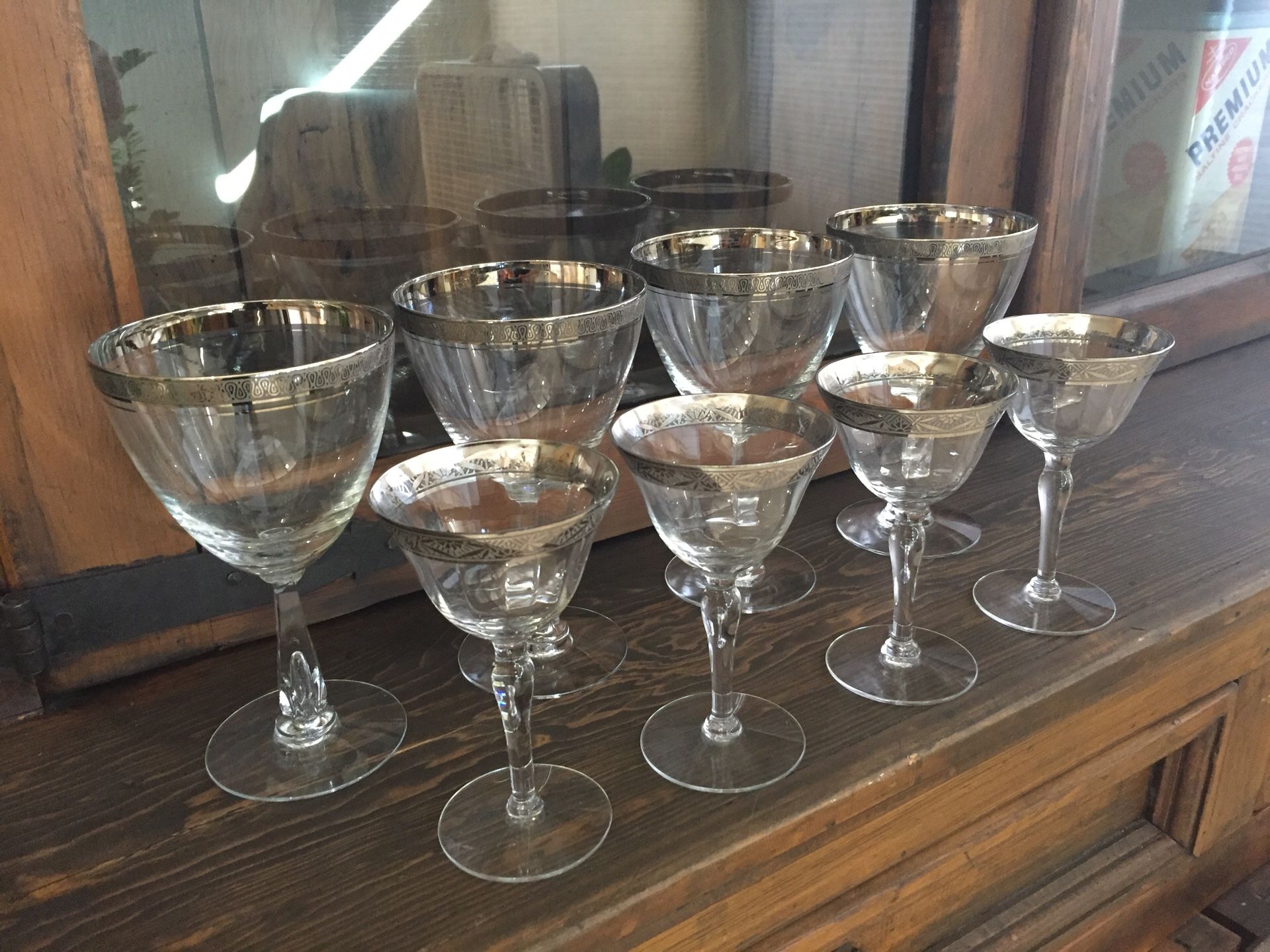 Crystal Glasses with Etched Silver Rims