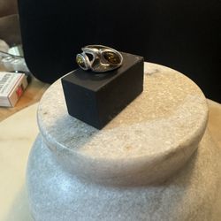 Elegant Sterling Silver Ring with Two Gemstones