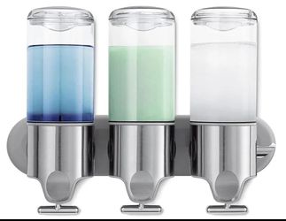 Dispenser 3 in 1 Chamber Clear Wall Mounted Bathroom Shower Soap Conditioner