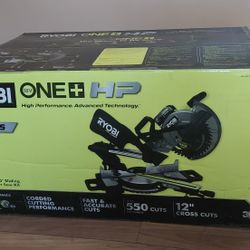 Ryobi One+ Hp 18V Brushless Cordless 10 In. Sliding Compound Miter Saw with Battery ( 4ah ) and Charger ( PBLMS01K )