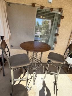 Patio Bistro Bar Table and 2 Stools Set