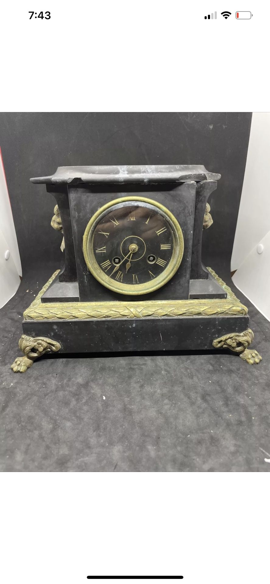 G.Philippe Palais Royal 66 & 67 Desk Clock Rare Working Bronze And Marble Read
