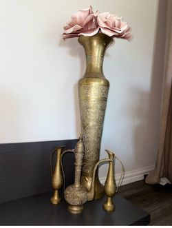 Vintage Antique Indian Hand Crafted Vases