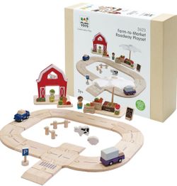 PlanToys Montessori Farm to Market Roadway Playset