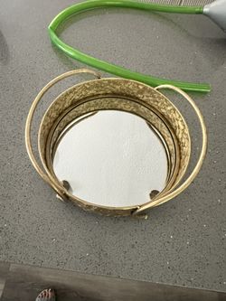 ✨ Decorative Gold Tray with Mirror Base